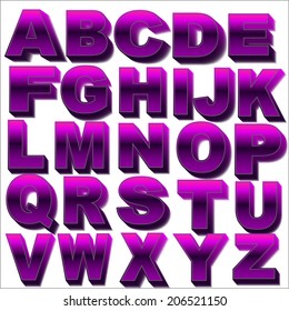 Abstract 3D purple alphabet, vector