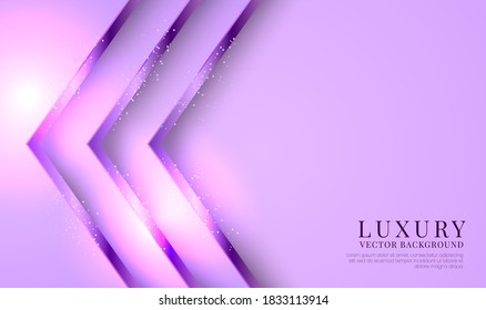 Abstract 3D purple luxury background with shiny effects. Overlap layers on bright space with glitter dots. Modern graphic design template elements for banner, flyer, cover, or brochure