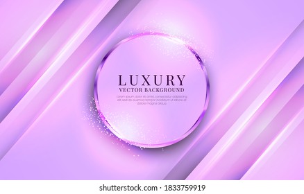 Abstrakter 3D-violetter luxuriöser Hintergrund mit metallischem Kreislauf-Stil. Überlappungen auf hellem Raum mit glänzender Dekoration. Moderne grafische Vorlagen für Banner, Flyer, Cover oder Broschüren