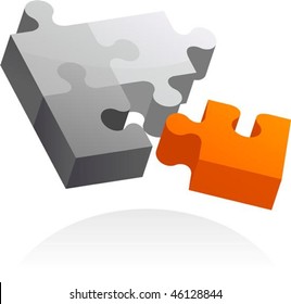 Abstract 3D puzzle design element - vector illustration