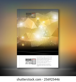 Abstract 3D pyramid, geometric colorful triangle design. Brochure, flyer or report for business, template vector.