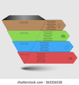 Abstract 3d pyramid infographics design template with title categories and progress options vector illustration