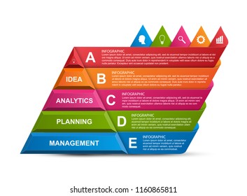 Abstract 3D pyramid options infographics template for presentations or information booklet. Vector illustration.