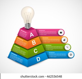 Abstract 3D pyramid options infographics template for presentations or information booklet. Vector illustration.

