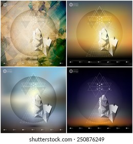 Abstract 3D pyramids. Infographic templates set for business or science design.
