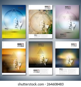 Abstract 3D pyramids. Infographic templates set. Brochure, flyer or report for business, templates vector.