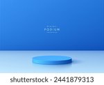Abstract 3D realistic light blue cylinder podium pedestal background with natural lighting scene. Minimal mockup or product display presentation, Stage showcase. Platforms vector geometric design.