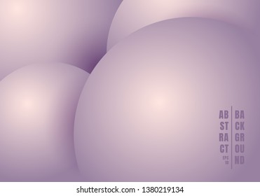 Abstract 3D realistic liquid or fluid circles purple pastels color beautiful background. Vector illustration