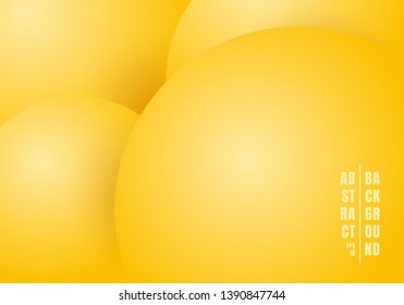 Abstract 3D realistic liquid or fluid circles yellow pastels color beautiful background. Vector illustration