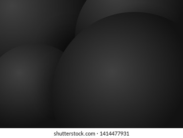 Abstract 3D realistic liquid or fluid circles black color beautiful background. Vector illustration