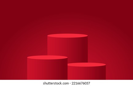 abstract 3d realistic red product podium on background. Red product stage for product demonstration. Background for presentation, advertising, banner, poste