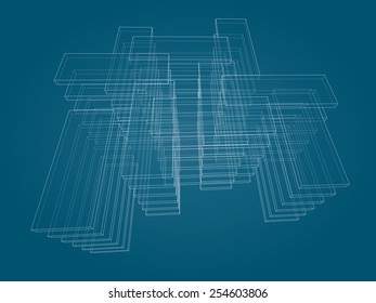 Abstract 3D rectangles geometrical vector background.