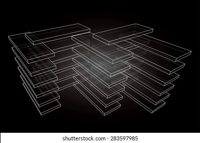 Abstract 3D rectangles geometrical vector background.