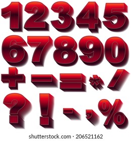 Abstract 3D red alphabet numbers, vector