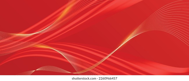 Abstract 3d red background with golden lines