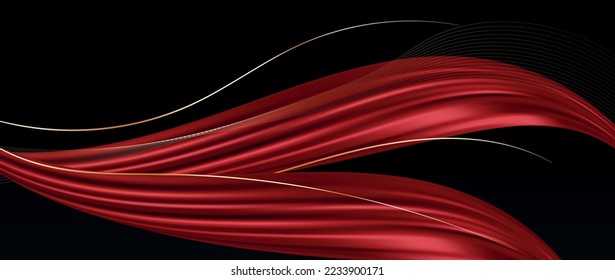 Resumen 3d fondo rojo y negro con líneas doradas