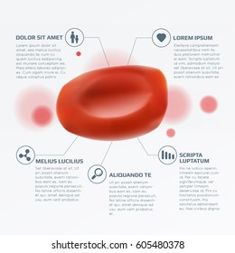 Abstract 3d red blood cell infographics on white background