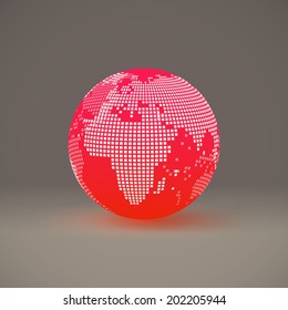 Abstract 3D red earth sphere design template Eps 10 stock vector illustration