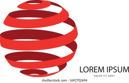 Abstract 3d red globe logo in vector format. Can be used in branding or different graphic design layouts

