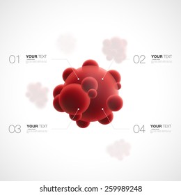 Abstract 3d red molecule with infographics template for your content design isolated on white background vector stock eps 10 illustration
