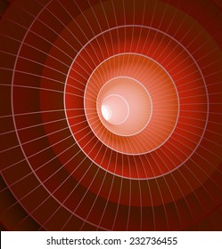 Abstract 3d red spiral tunnel. Vector illustration