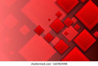 Abstract 3d red square on black vector background. Modern geometric and trendy solid color for use element banner, cover, presentation, business, advertising, corporate