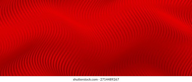 Abstract 3d Red stripy metallic background. Wave stripes background. Futuristic metal wavy line pattern.
