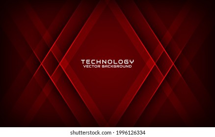 Abstract 3D red techno background overlap layers on dark space with geometric shapes decoration. Modern design template element style for flyer, card, cover, brochure, or landing page