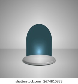 Abstract 3d render of blue round podium, pedestal or platform for exhibit. elegant eps 10