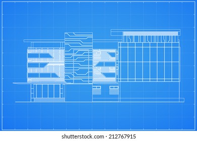 Abstract 3D render of building wireframe - Vector illustration