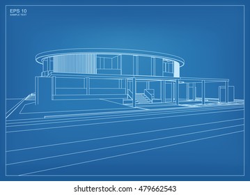 Abstract 3D render of building wireframe structure. Vector construction graphic idea for template design.