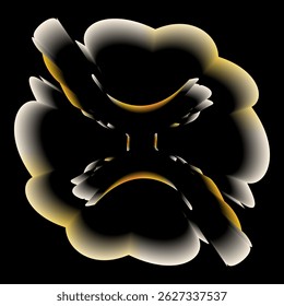 Abstract 3D Rendered Composition with Glowing Forms and Black Background and vector