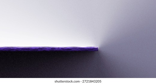 Abstract 3d rendered purple stone shelf on grey wall background. Minimalist empty podium for product display. Mockup scene with copy space for text. Elegant violet ledge with shadow for advertising