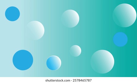 Abstract 3D Rendering background with blue bouncing balls.