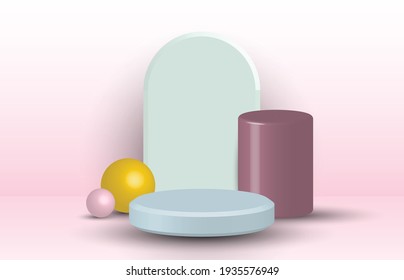 Abstract 3D rendering design artwork of geometric style pattern. Studio showcase with shadow style background. illustration vector