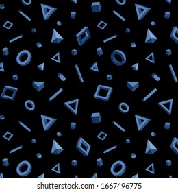varias formas 3D con fondos negros.