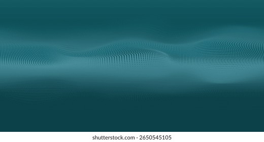 Abstract 3D rendering of a wave pattern with dots and spheres. vector 
