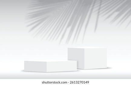 Abstract 3d rendering White podium with empty space or cube-shaped display base on white background