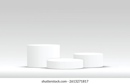 Abstract 3d rendering White podium with empty space or podium display pedestal on white background