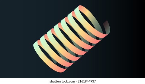 Abstract 3D ribbon strip, curl centered on the geometric shape cylinder, vector logo illustration