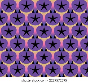 Abstract 3D Rising Geometric Stars Seamless Doodle Style Pattern Trendy Fashion Colors Perfect for Allover Print Wrapping Paper Backdrop Element Purple Black Tones