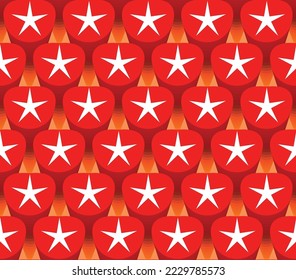 Abstract 3D Rising Geometric Stars Seamless Doodle Style Pattern Trendy Fashion Colors Perfect for Allover Print Wrapping Paper Backdrop Element Red Orange Tones