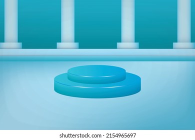 abstract 3d room and blue platform design template. vector illustration.