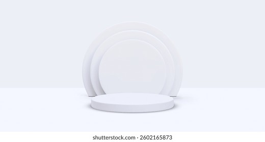 Abstract 3D room with set of realistic cylinders. Minimal scene for product display mockup presentation. Vector illustration