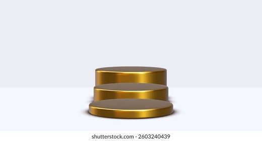 Abstract 3D room with set of realistic cylinders. Minimal scene for product display mockup presentation. Vector illustration