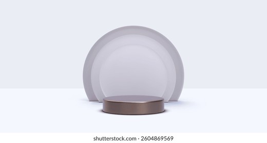 Abstract 3D room with set of realistic cylinders. Minimal scene for product display mockup presentation. Vector illustration