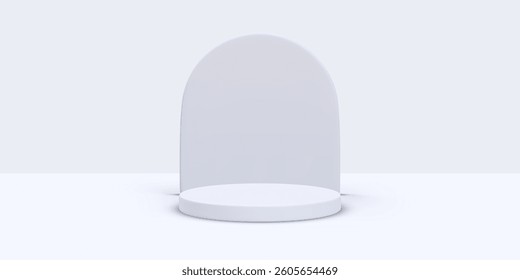 Abstract 3D room with set of realistic cylinders. Minimal scene for product display mockup presentation. Vector illustration