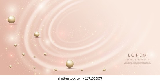 Abstrakter goldener Hintergrund mit 3D-Rose und Linien, gebogenes Funkeln und Teilchen. Luxuriöses Template Design. Vektorgrafik