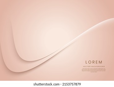 Abstract 3d rose gold curved background with copy space for text. Luxury style template design. Vector illustration