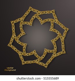 Abstract 3D round infographic golden floral shape with arabesque design